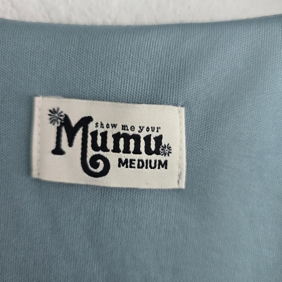 Show Me Your Mumu Maxi Dress Womens Sz M Blue Noelle Flutter Wrap Short Sleeve - Picture 5 of 11